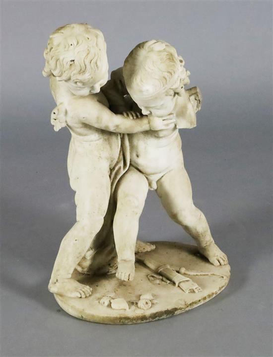After Francois-Joseph Leclercq (1755-1826), Eros and Anteros fighting over a heart, H 55cm